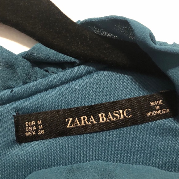 Zara Pleated Wide-Leg Ruffle Jumpsuit Teal Medium - Picture 5 of 10